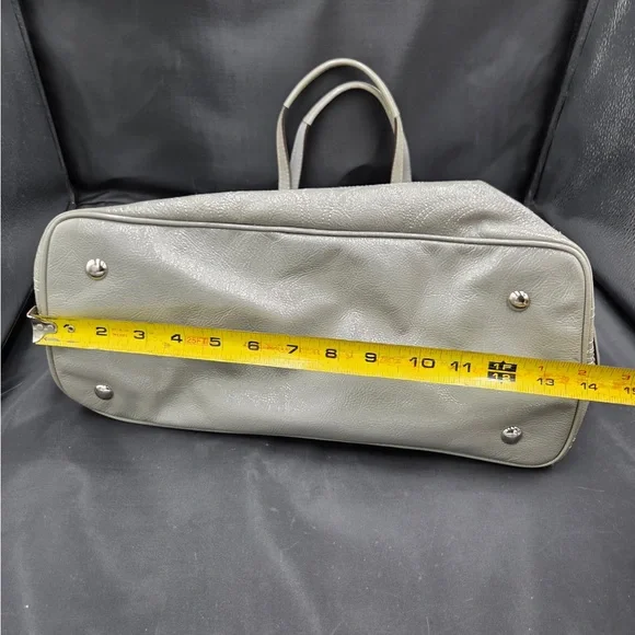 Coach Signature Gray Leather Kisslock Tote Bag - Picture 6 of 11
